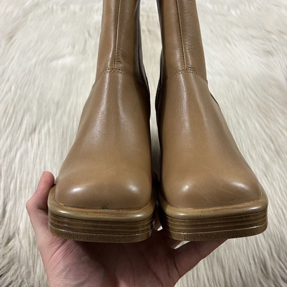 Steve Madden Tan Leather Platform Heeled Boots 7.5 - Picture 5 of 15